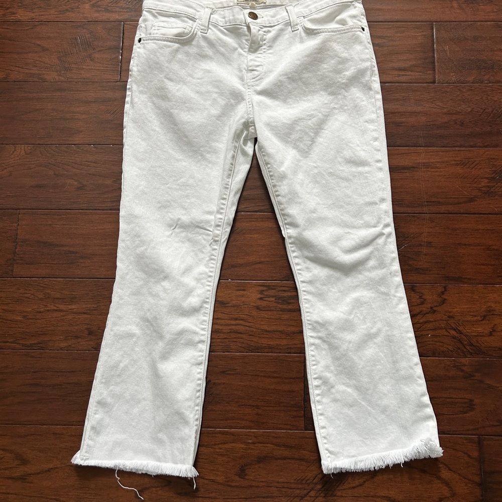 Current/Elliott White Flare Wide Leg Jeans